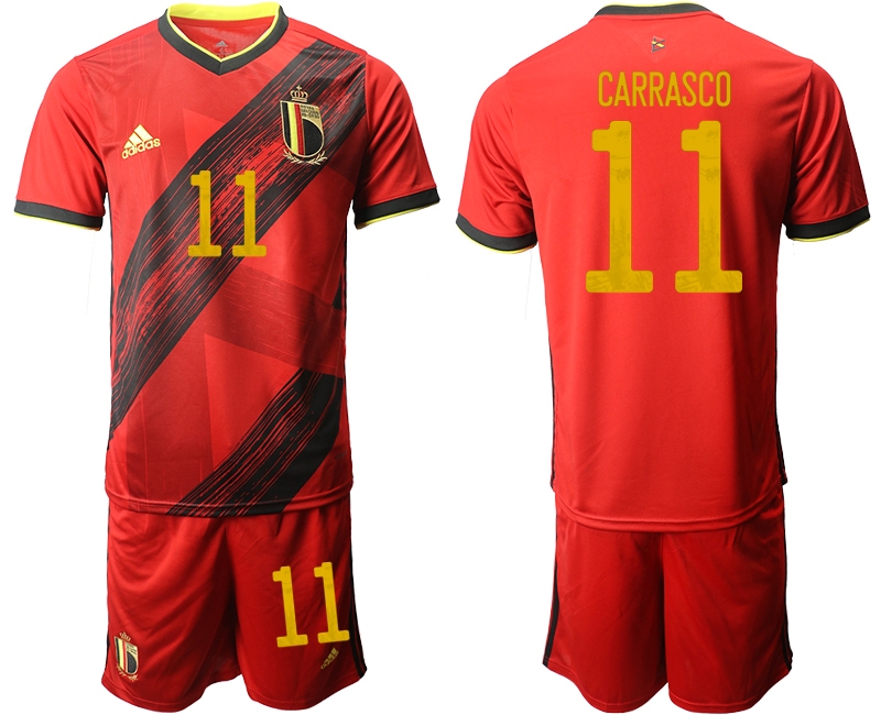 Men 2021 European Cup Belgium home red #11 Soccer Jersey->belgium jersey->Soccer Country Jersey